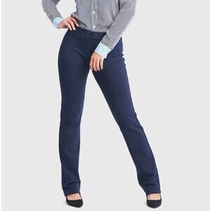 BETABRAND Dress Pants Navy Classic Straight Leg Yoga Sz M Petite Mid Rise 27"